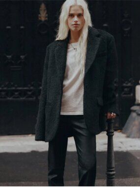🖤 NWT! $395 MIKUTA The Black Oversized Blazer Medium Cashmere Wool Alpaca